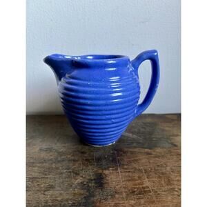 Vintage BAUER Pottery 907 Blue Ceramic Beehive Ringware Pitcher | 20 oz